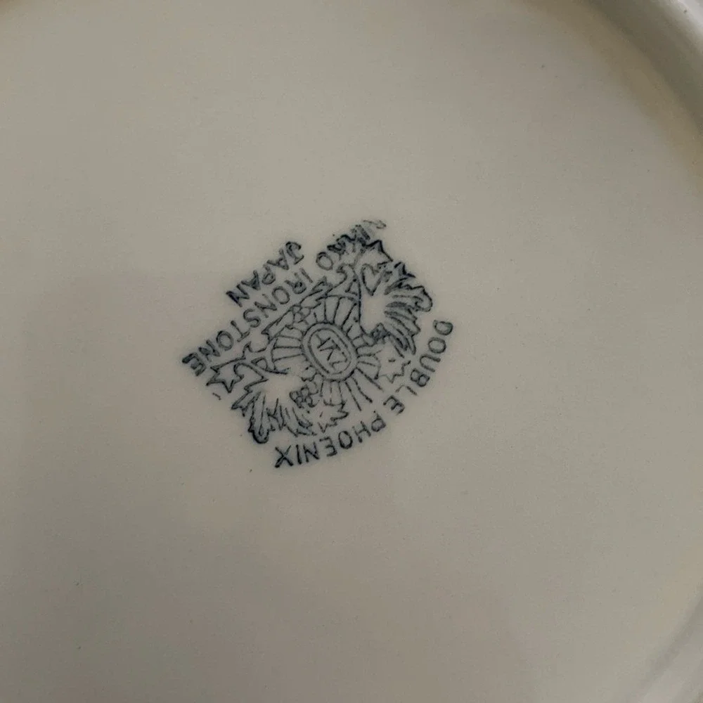 8 Double Phoenix‎ Ironstone Nikko desert Plate Blue Ming Tree Japan chinoiserie